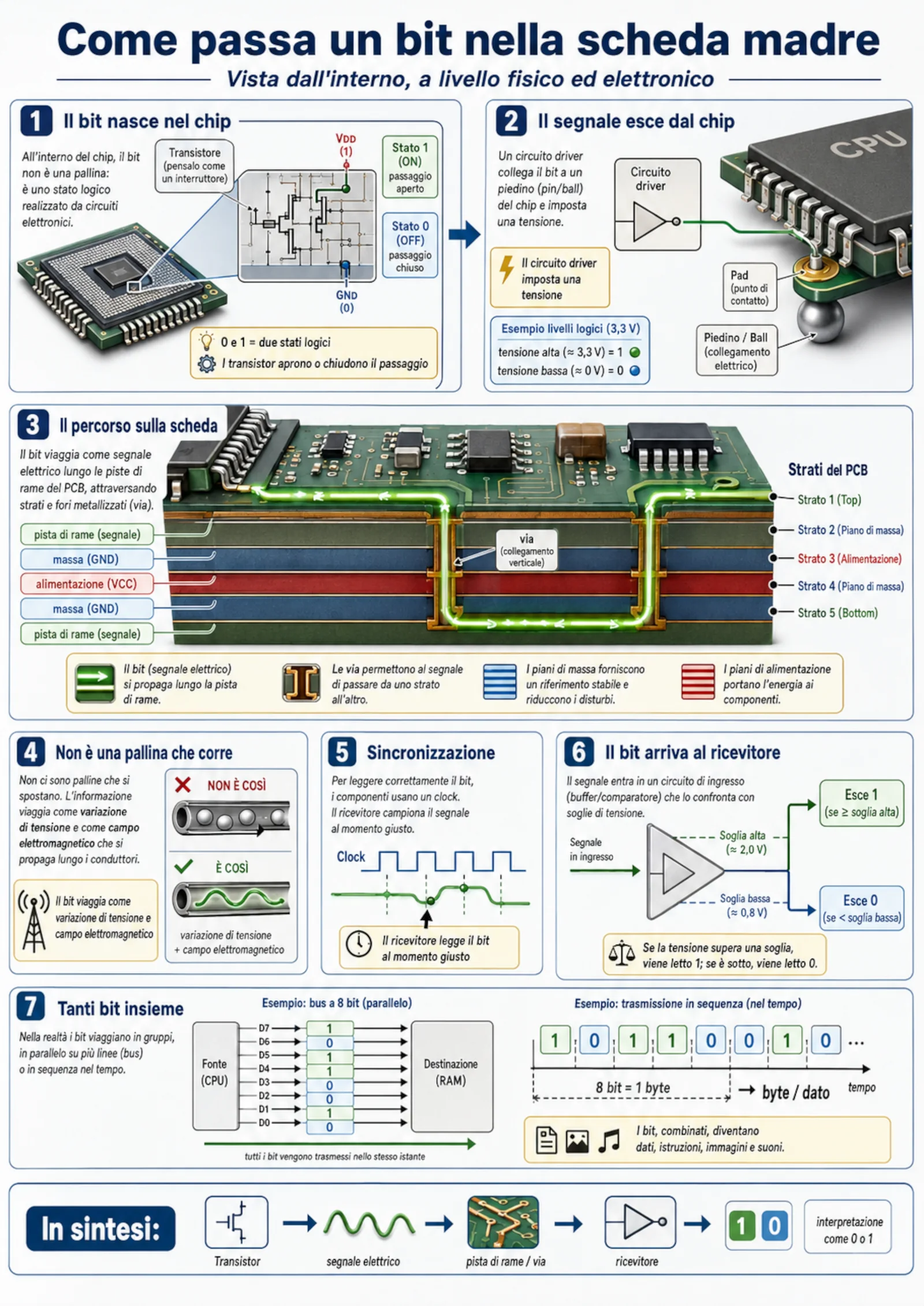 Wie ein Bit durch das Mainboard wandert: vom Transistor zur Kupferleiterbahn