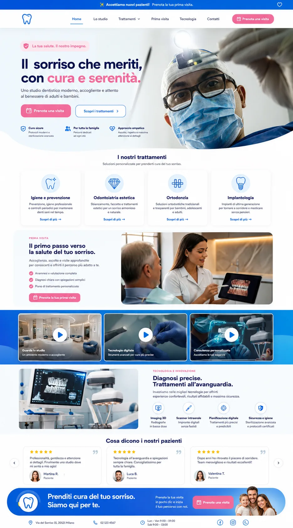 Anteprima demo sito per studio dentistico