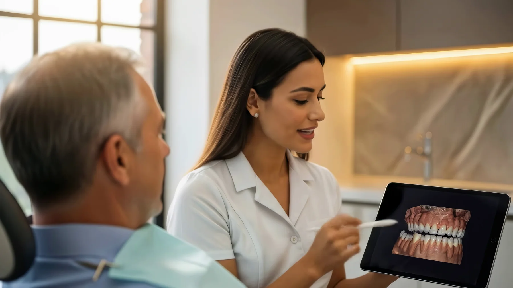 Consulenza odontoiatrica con tablet